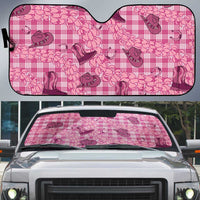 Pink Palaka Hawaii Cowboy Auto Sun Shade Puakenikeni Lei Paniolo Papale Seamless Vibes - Polynesian Pride