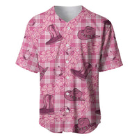 Pink Palaka Hawaii Cowboy Baseball Jersey Puakenikeni Lei Paniolo Papale Seamless Vibes - Polynesian Pride