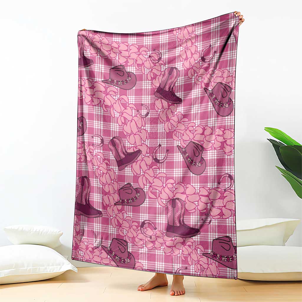 Pink Palaka Hawaii Cowboy Blanket Puakenikeni Lei Paniolo Papale Seamless Vibes - Polynesian Pride