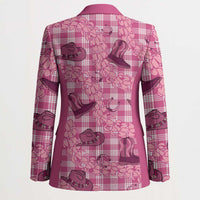 Pink Palaka Hawaii Cowboy Blazer Puakenikeni Lei Paniolo Papale Seamless Vibes - Polynesian Pride