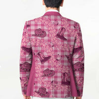 Pink Palaka Hawaii Cowboy Blazer Puakenikeni Lei Paniolo Papale Seamless Vibes - Polynesian Pride