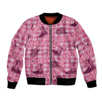 Pink Palaka Hawaii Cowboy Bomber Jacket Puakenikeni Lei Paniolo Papale Seamless Vibes - Polynesian Pride