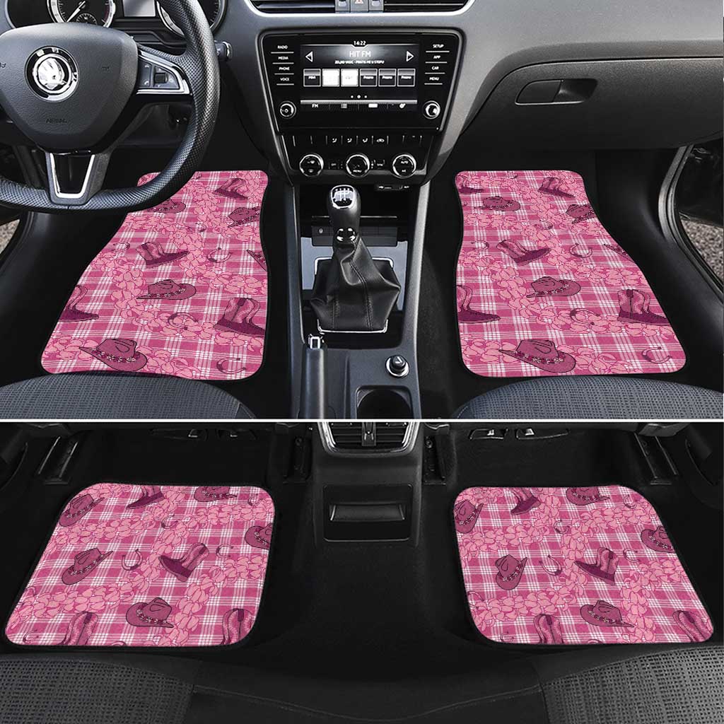 Pink Palaka Hawaii Cowboy Car Mats Puakenikeni Lei Paniolo Papale Seamless Vibes - Polynesian Pride