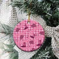 Pink Palaka Hawaii Cowboy Ceramic Ornament Puakenikeni Lei Paniolo Papale Seamless Vibes - Polynesian Pride