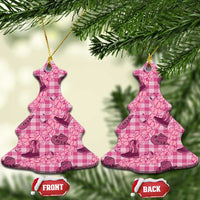 Pink Palaka Hawaii Cowboy Ceramic Ornament Puakenikeni Lei Paniolo Papale Seamless Vibes - Polynesian Pride