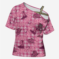 Pink Palaka Hawaii Cowboy Cross Shoulder Shirt Puakenikeni Lei Paniolo Papale Seamless Vibes - Polynesian Pride