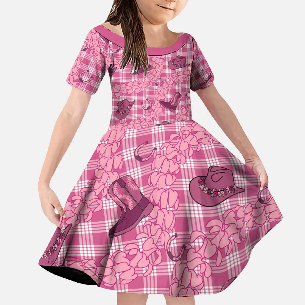 Pink Palaka Hawaii Cowboy Family Matching Mermaid Dress and Hawaiian Shirt Puakenikeni Lei Paniolo Papale Seamless Vibes - Polynesian Pride