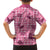 Pink Palaka Hawaii Cowboy Family Matching Off Shoulder Short Dress and Hawaiian Shirt Puakenikeni Lei Paniolo Papale Seamless Vibes - Polynesian Pride