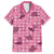 Pink Palaka Hawaii Cowboy Family Matching Off Shoulder Short Dress and Hawaiian Shirt Puakenikeni Lei Paniolo Papale Seamless Vibes - Polynesian Pride