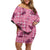 Pink Palaka Hawaii Cowboy Family Matching Off Shoulder Short Dress and Hawaiian Shirt Puakenikeni Lei Paniolo Papale Seamless Vibes - Polynesian Pride
