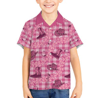 Pink Palaka Hawaii Cowboy Family Matching Summer Maxi Dress and Hawaiian Shirt Puakenikeni Lei Paniolo Papale Seamless Vibes - Polynesian Pride