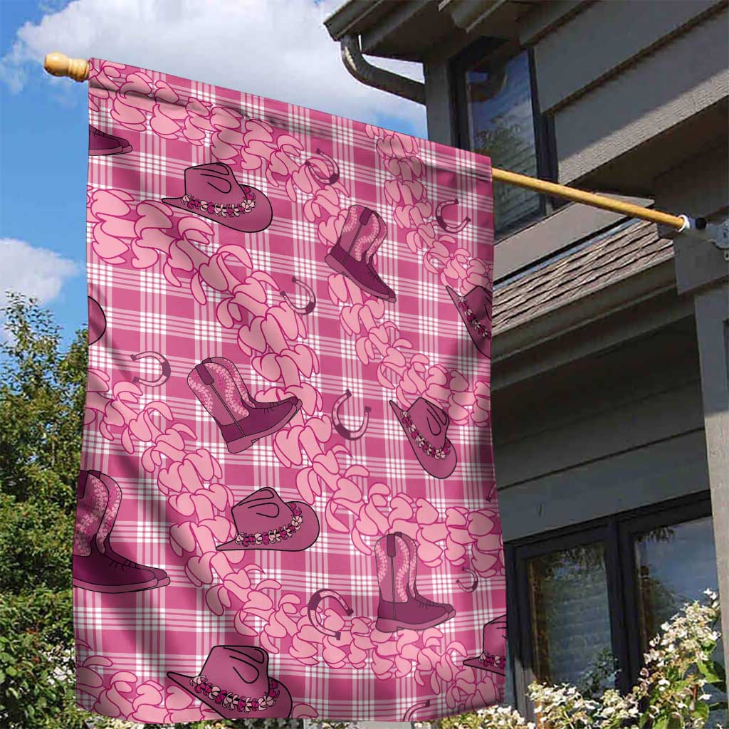 Pink Palaka Hawaii Cowboy Garden Flag Puakenikeni Lei Paniolo Papale Seamless Vibes - Polynesian Pride