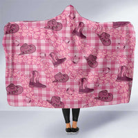 Pink Palaka Hawaii Cowboy Hooded Blanket Puakenikeni Lei Paniolo Papale Seamless Vibes - Polynesian Pride