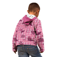 Pink Palaka Hawaii Cowboy Kid Hoodie Puakenikeni Lei Paniolo Papale Seamless Vibes - Polynesian Pride