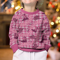 Pink Palaka Hawaii Cowboy Kid Ugly Christmas Sweater Puakenikeni Lei Paniolo Papale Seamless Vibes - Polynesian Pride