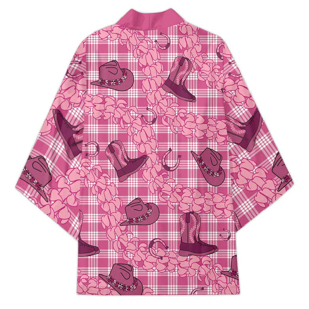 Pink Palaka Hawaii Cowboy Kimono Puakenikeni Lei Paniolo Papale Seamless Vibes - Polynesian Pride