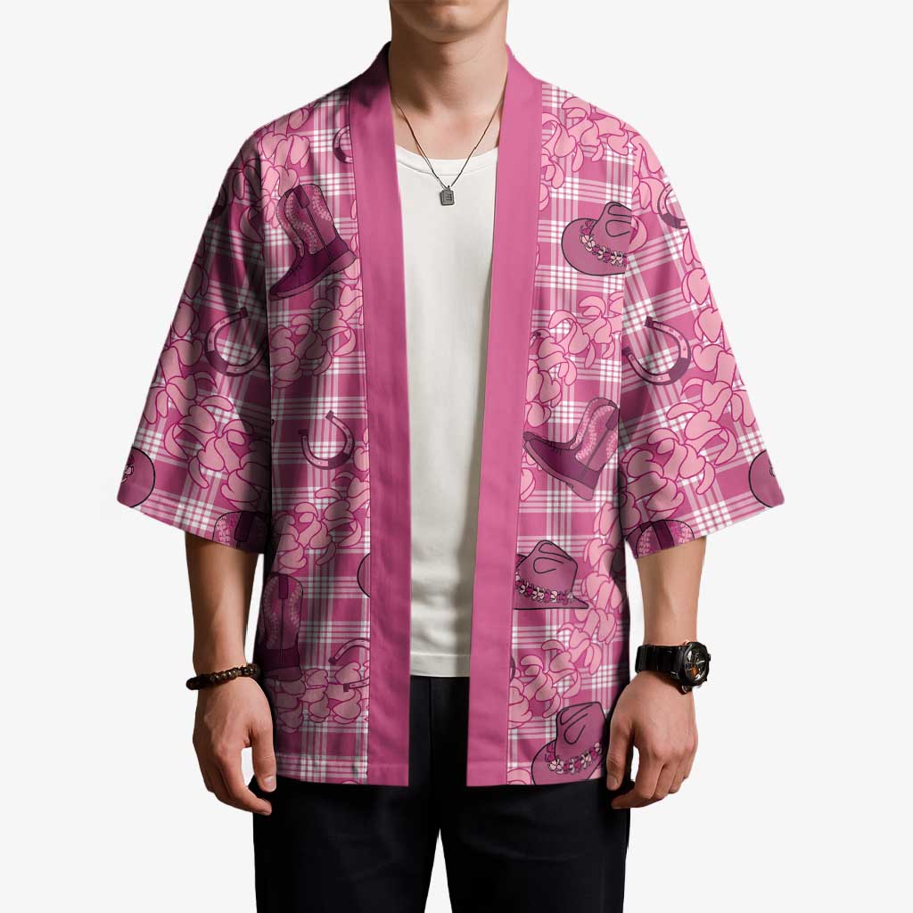 Pink Palaka Hawaii Cowboy Kimono Puakenikeni Lei Paniolo Papale Seamless Vibes - Polynesian Pride