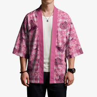 Pink Palaka Hawaii Cowboy Kimono Puakenikeni Lei Paniolo Papale Seamless Vibes - Polynesian Pride