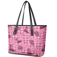 Pink Palaka Hawaii Cowboy Leather Tote Bag Puakenikeni Lei Paniolo Papale Seamless Vibes - Polynesian Pride