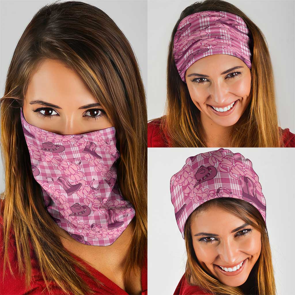 Pink Palaka Hawaii Cowboy Neck Gaiter Puakenikeni Lei Paniolo Papale Seamless Vibes - Polynesian Pride