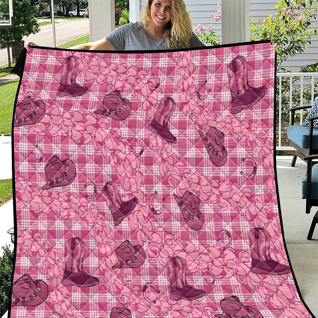 Pink Palaka Hawaii Cowboy Quilt Puakenikeni Lei Paniolo Papale Seamless Vibes - Polynesian Pride