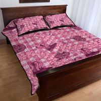 Pink Palaka Hawaii Cowboy Quilt Bed Set Puakenikeni Lei Paniolo Papale Seamless Vibes - Polynesian Pride