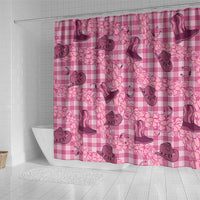 Pink Palaka Hawaii Cowboy Shower Curtain Puakenikeni Lei Paniolo Papale Seamless Vibes - Polynesian Pride