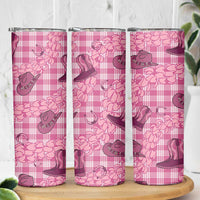Pink Palaka Hawaii Cowboy Skinny Tumbler Puakenikeni Lei Paniolo Papale Seamless Vibes - Polynesian Pride