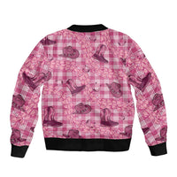 Pink Palaka Hawaii Cowboy Sleeve Zip Bomber Jacket Puakenikeni Lei Paniolo Papale Seamless Vibes - Polynesian Pride