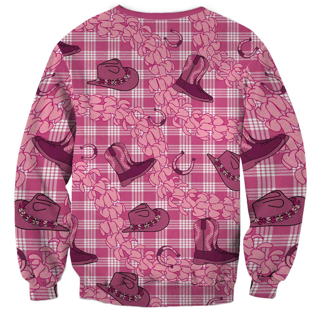 Pink Palaka Hawaii Cowboy Sweatshirt Puakenikeni Lei Paniolo Papale Seamless Vibes LT14 - Polynesian Pride