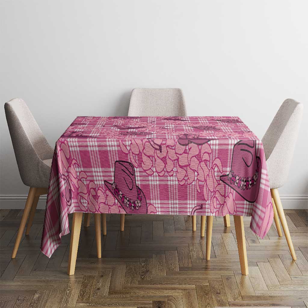 Pink Palaka Hawaii Cowboy Tablecloth Puakenikeni Lei Paniolo Papale Seamless Vibes - Polynesian Pride