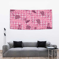 Pink Palaka Hawaii Cowboy Tapestry Puakenikeni Lei Paniolo Papale Seamless Vibes - Polynesian Pride