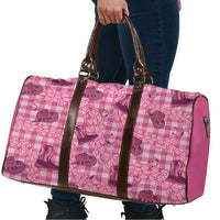 Pink Palaka Hawaii Cowboy Travel Bag Puakenikeni Lei Paniolo Papale Seamless Vibes - Polynesian Pride