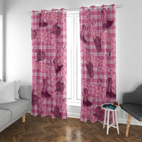 Pink Palaka Hawaii Cowboy Window Curtain Puakenikeni Lei Paniolo Papale Seamless Vibes - Polynesian Pride