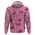 Pink Palaka Hawaii Cowboy Zip Hoodie Puakenikeni Lei Paniolo Papale Seamless Vibes - Polynesian Pride