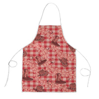 Red Palaka Hawaii Cowboy Apron Puakenikeni Lei Paniolo Papale Seamless Vibes - Polynesian Pride