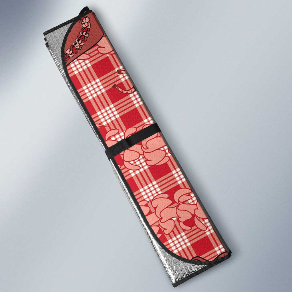 Red Palaka Hawaii Cowboy Auto Sun Shade Puakenikeni Lei Paniolo Papale Seamless Vibes - Polynesian Pride