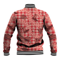 Red Palaka Hawaii Cowboy Baseball Jacket Puakenikeni Lei Paniolo Papale Seamless Vibes - Polynesian Pride
