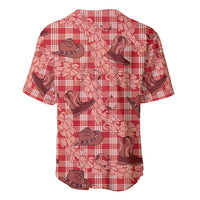 Red Palaka Hawaii Cowboy Baseball Jersey Puakenikeni Lei Paniolo Papale Seamless Vibes - Polynesian Pride
