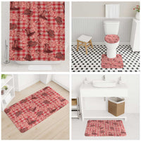 Red Palaka Hawaii Cowboy Bathroom Set Puakenikeni Lei Paniolo Papale Seamless Vibes - Polynesian Pride