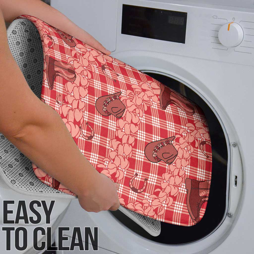 Red Palaka Hawaii Cowboy Bathroom Set Puakenikeni Lei Paniolo Papale Seamless Vibes - Polynesian Pride