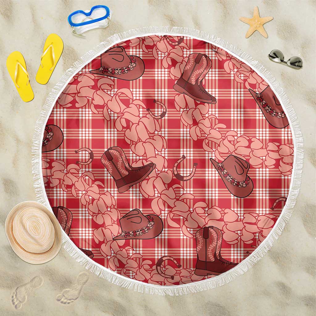 Red Palaka Hawaii Cowboy Beach Blanket Puakenikeni Lei Paniolo Papale Seamless Vibes LT14 One Size 150cm Red - Polynesian Pride