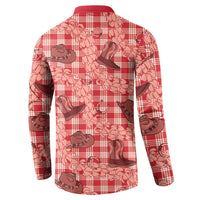 Red Palaka Hawaii Cowboy Button Sweatshirt Puakenikeni Lei Paniolo Papale Seamless Vibes LT14 - Polynesian Pride