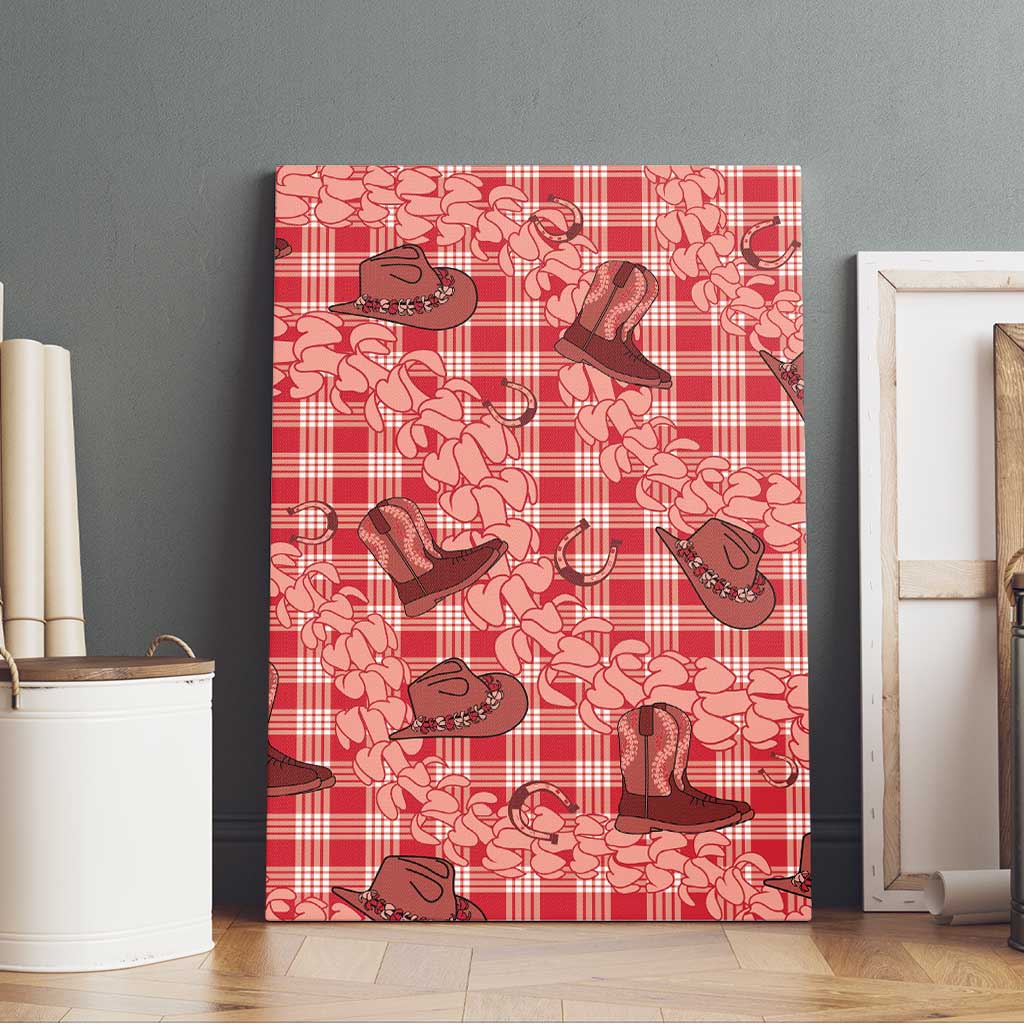 Red Palaka Hawaii Cowboy Canvas Wall Art Puakenikeni Lei Paniolo Papale Seamless Vibes LT14 - Polynesian Pride