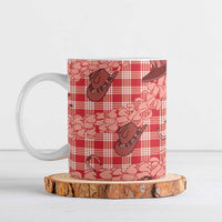 Red Palaka Hawaii Cowboy Ceramic Mug Puakenikeni Lei Paniolo Papale Seamless Vibes - Polynesian Pride