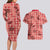 Red Palaka Hawaii Cowboy Couples Matching Long Sleeve Bodycon Dress and Hawaiian Shirt Puakenikeni Lei Paniolo Papale Seamless Vibes - Polynesian Pride
