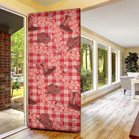 Red Palaka Hawaii Cowboy Door Cover Puakenikeni Lei Paniolo Papale Seamless Vibes - Polynesian Pride