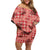 Red Palaka Hawaii Cowboy Family Matching Off Shoulder Short Dress and Hawaiian Shirt Puakenikeni Lei Paniolo Papale Seamless Vibes - Polynesian Pride