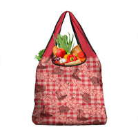 Red Palaka Hawaii Cowboy Grocery Bag Puakenikeni Lei Paniolo Papale Seamless Vibes - Polynesian Pride