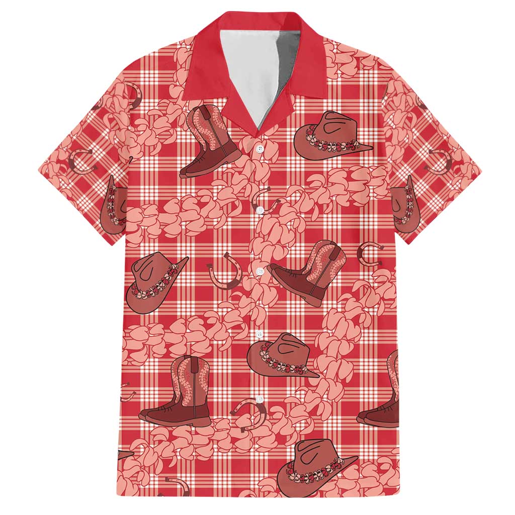 Red Palaka Hawaii Cowboy Hawaiian Shirt Puakenikeni Lei Paniolo Papale Seamless Vibes - Polynesian Pride